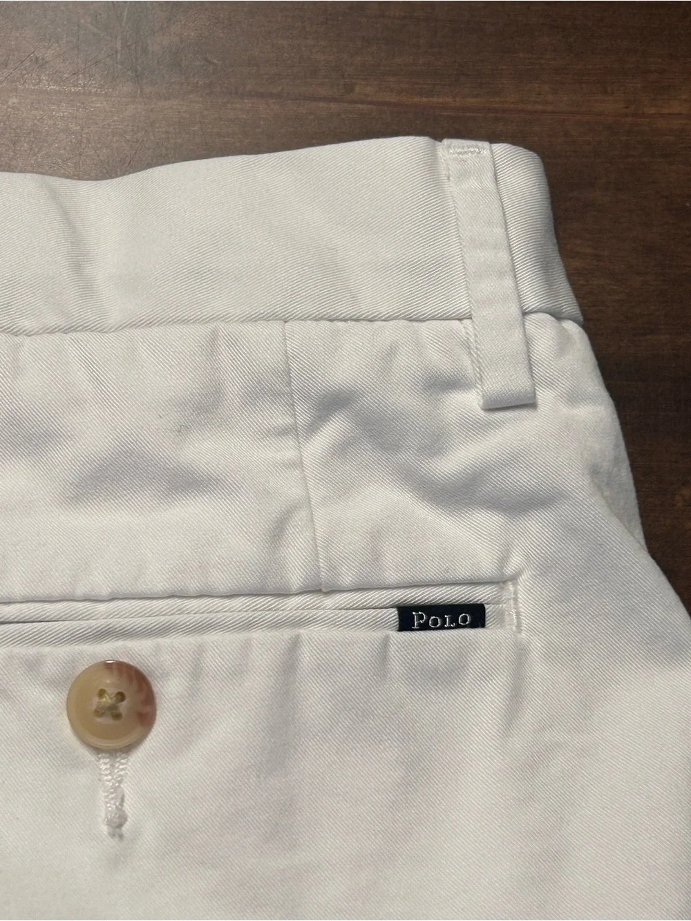Polo Ralph Lauren Stretch Classic White Chino Navy Pony Shorts Men's Size 34 9”